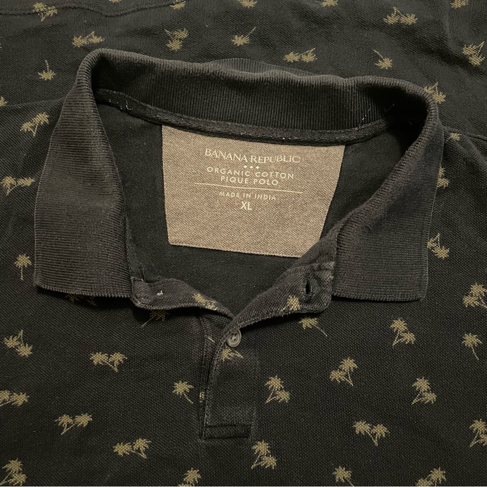 Banana Republic Dark Navy Polo with Palm Print